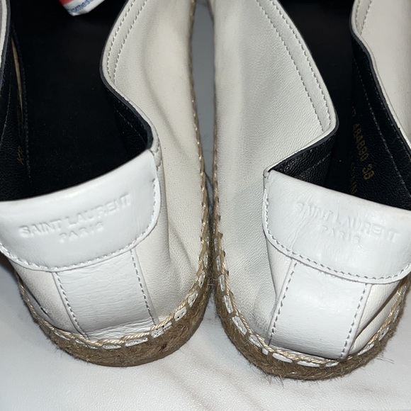 NEW SAINT LAURENT Logo-embossed leather espadrilles sz 38 - Picture 4 of 8